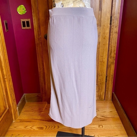 360 Sweater Gray Taupe Long Maxi Knit Pencil Skirt Size Large Italian Yarn NWT - Picture 4 of 12